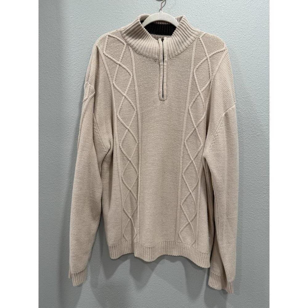 Vintage Sun River Quarter Zip Knit Sweater, Men's XL